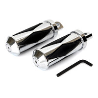Large Diamond Style Footpegs with Male Mount – Chrome.