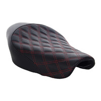 Renegade LS Solo Seat with Red Double Diamond Lattice Stitch. Fits Sportster 2004-2021 with 4.5 Gallon Fuel Tank.