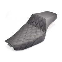 Step-Up LS Dual Seat with Black Double Diamond Lattice Stitch. Fits Sportster 2004-2021 with 4.5 Gallon Fuel Tank.