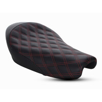 Renegade LS Solo Seat with Red Double Diamond Lattice Stitch. Fits Sportster 2004-2021 with 3.3 Gallon Fuel Tank.