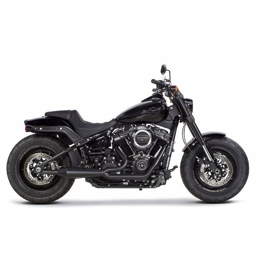 Megaphone Gen II 2-into-1 Exhaust – Black. Fits Softail 2018up with Non-240 Rear Tyre.