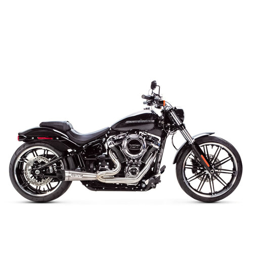 Shorty Turnout 2-into-1 Exhaust – Stainless Steel with Black End Cap. Fits Softail 2018up.