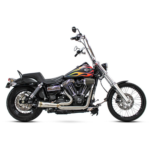 Shorty Turnout 2-into-1 Exhaust – Stainless Steel with Black End Cap. Fits Dyna 2006-2017.