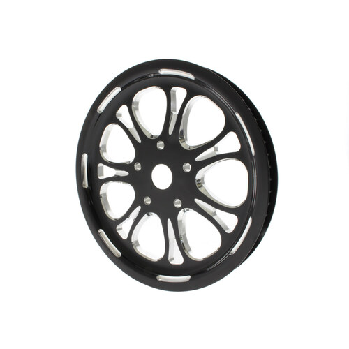 66 Tooth x 1in. wide Paramount Pulley – Black Contrast Cut Platinum. Fits Softail 2012up, Softail 2007up with 150 Rear Tyre & Touring 2007-2008.