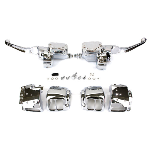 Handlebar Control Kit with Hydraulic Clutch – Chrome. Fits Big Twin 1996-2010 with Single Disc Rotor.