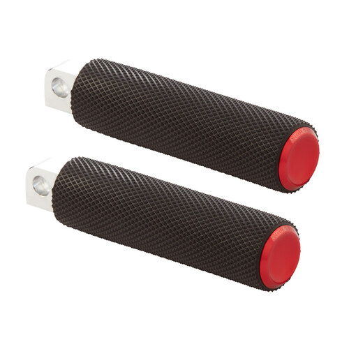 Knurled Fusion Footpegs – Red. Fits H-D.
