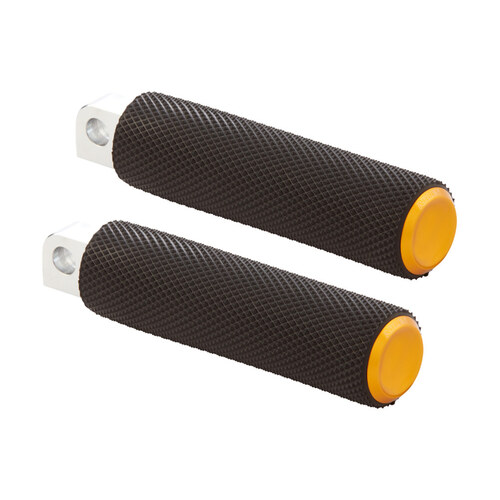 Knurled Fusion Footpegs – Gold. Fits H-D.