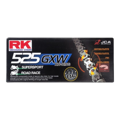 RK CHAIN 525GXW - Black / Gold 120 Link