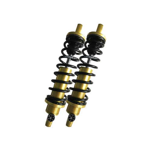 REVO-A Series, 12in. Adjustable Rear Shock Absorbers – Gold. Fits Dyna 1991-2017.