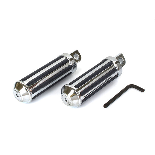 Small Rail Style Footpegs with Male Mount – Chrome.