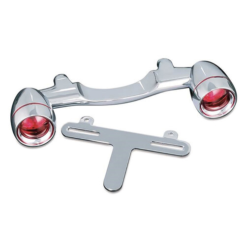 Rear Bullet Turn Signal Bar with Red Lens – Chrome. Fits Touring 1991-2013 & FL Softail 1986-2017