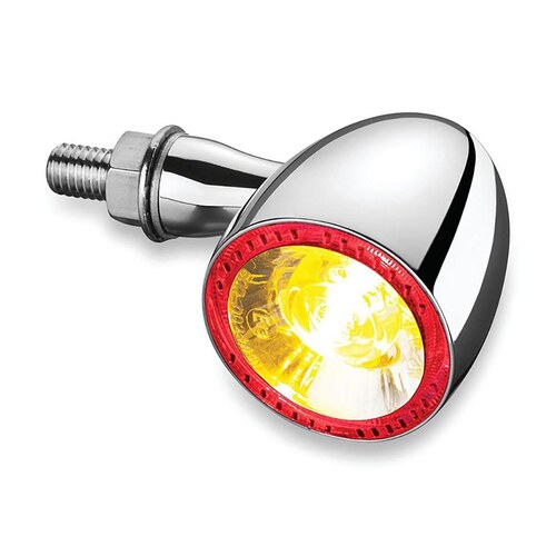 Kellermann 1000 Bullet Turn Signal with Amber Turn Signal & Red Halo Runnig Light – Chrome.