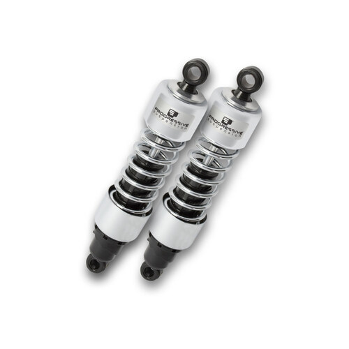 412 Series, 13in. Standard Spring Rate Rear Shock Absorbers – Chrome. Fits Sportster 2004-2021