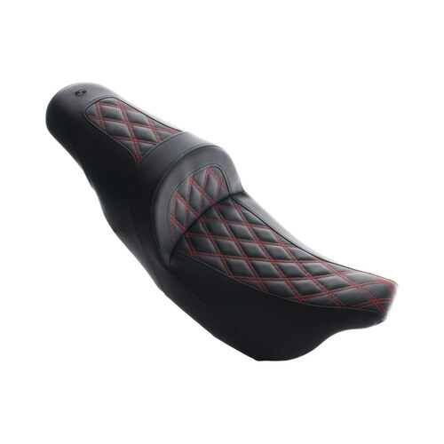 Slim LS Dual Seat with Red Double Diamond Lattice Stitch. Fits Touring 2008up.