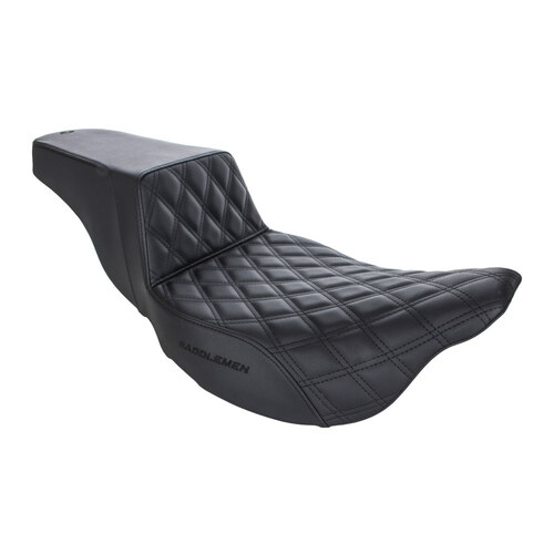 Step-Up LS Dual Seat with Black Double Diamond Lattice Stitch. Fits Touring 2008up.