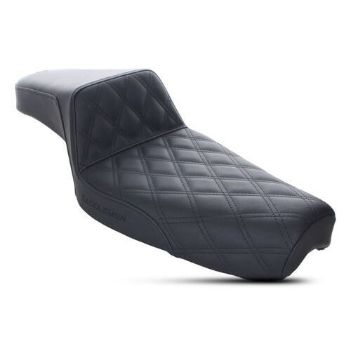Step-Up LS Dual Seat with Black Double Diamond Lattice Stitch. Fits Sportster 1982-2003.