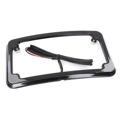 Curved Number Plate Frame with Number Plate Light Only – Black.