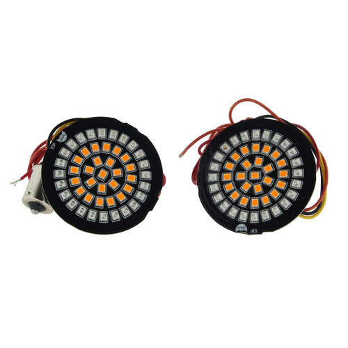 Genesis 4 LED Rear Turn Signal Inserts. Amber Turn with Red Run/Brake. Fits most 2002up Models.