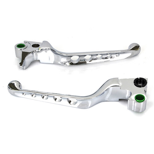 5 Hole Hand Levers – Chrome. Fits Softail 1996-2014, Dyna 1996-2017, Touring 1996-2007 & Sportster 1996-2003.