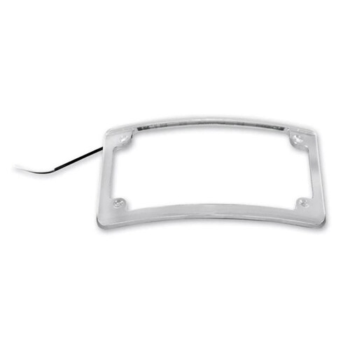 Curved Low Profile Number Plate Frame with LED Illumination – Chrome.