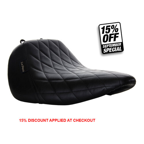 Bare Bones Solo Seat with Black Diamond Stitch. Fits Fatboy 2018up & Breakout 2023up